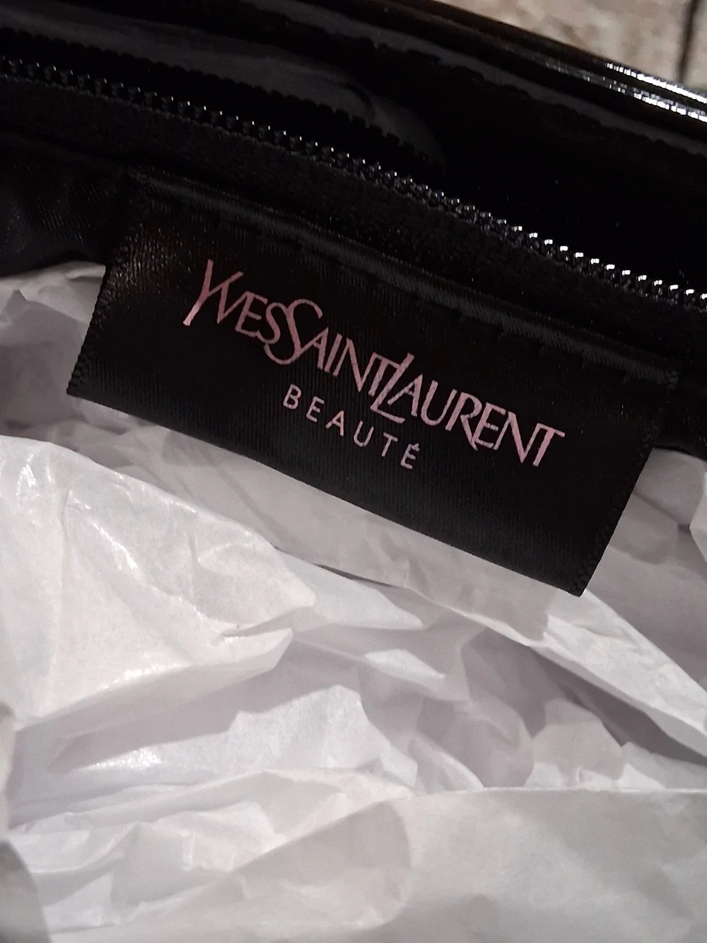 Yves Saint Laurent GWP Black Faux Patent Crossbody Bag with Tassel.New